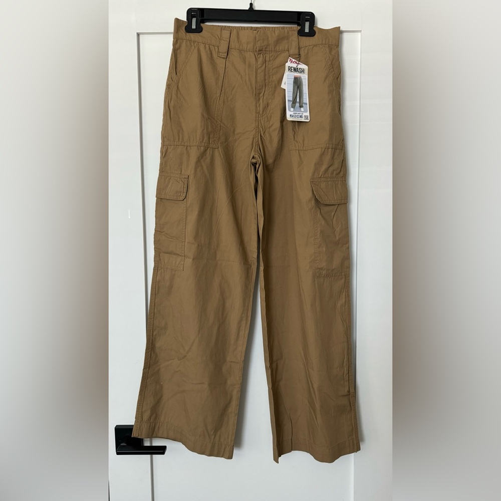 Rewash Tan Cargo Pants with Straight Leg Design